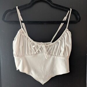 Urban Outfitters White Ruched Tie Front Bandana Crop Top Tank Camisole M